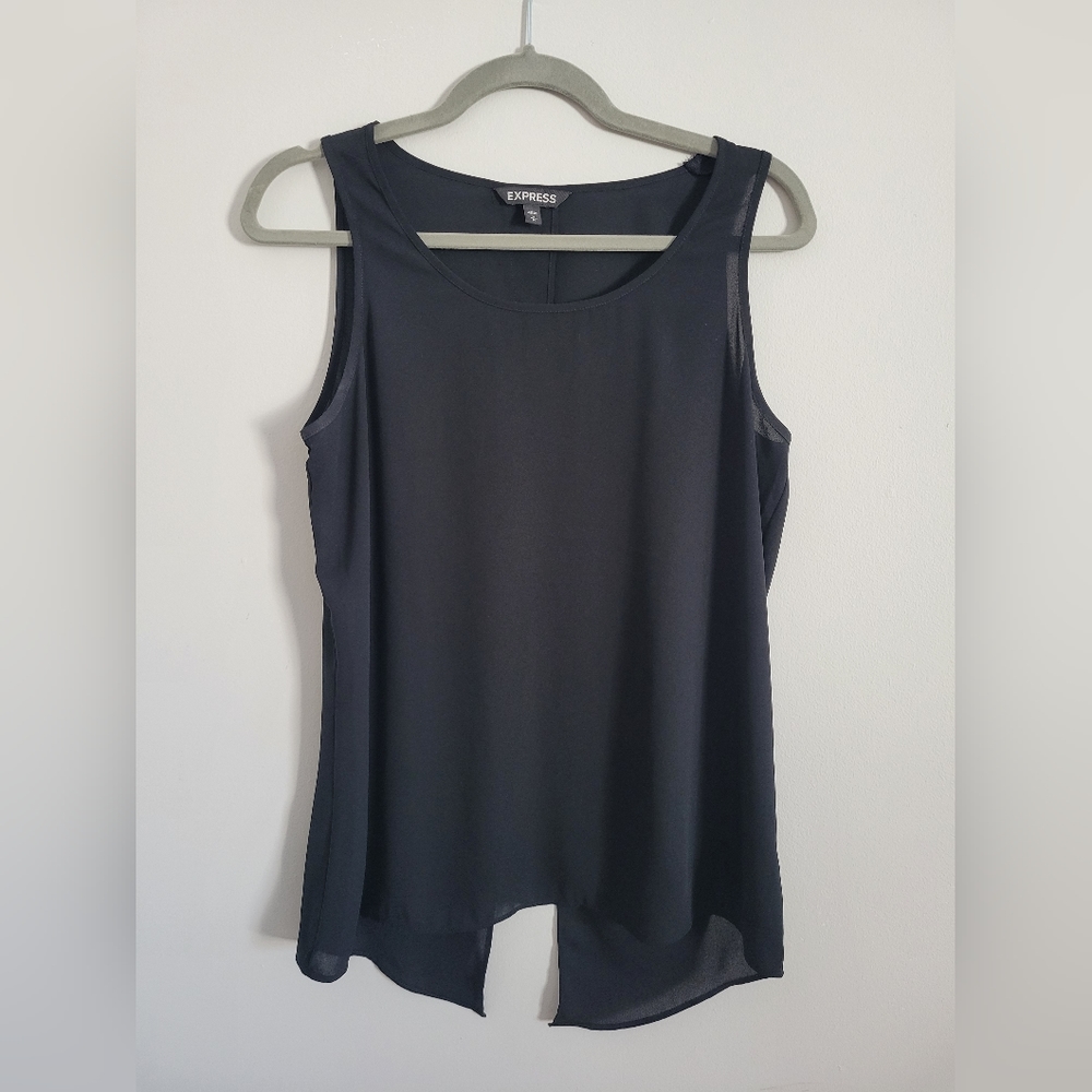 Express Black Flowy Top with Back Cutout